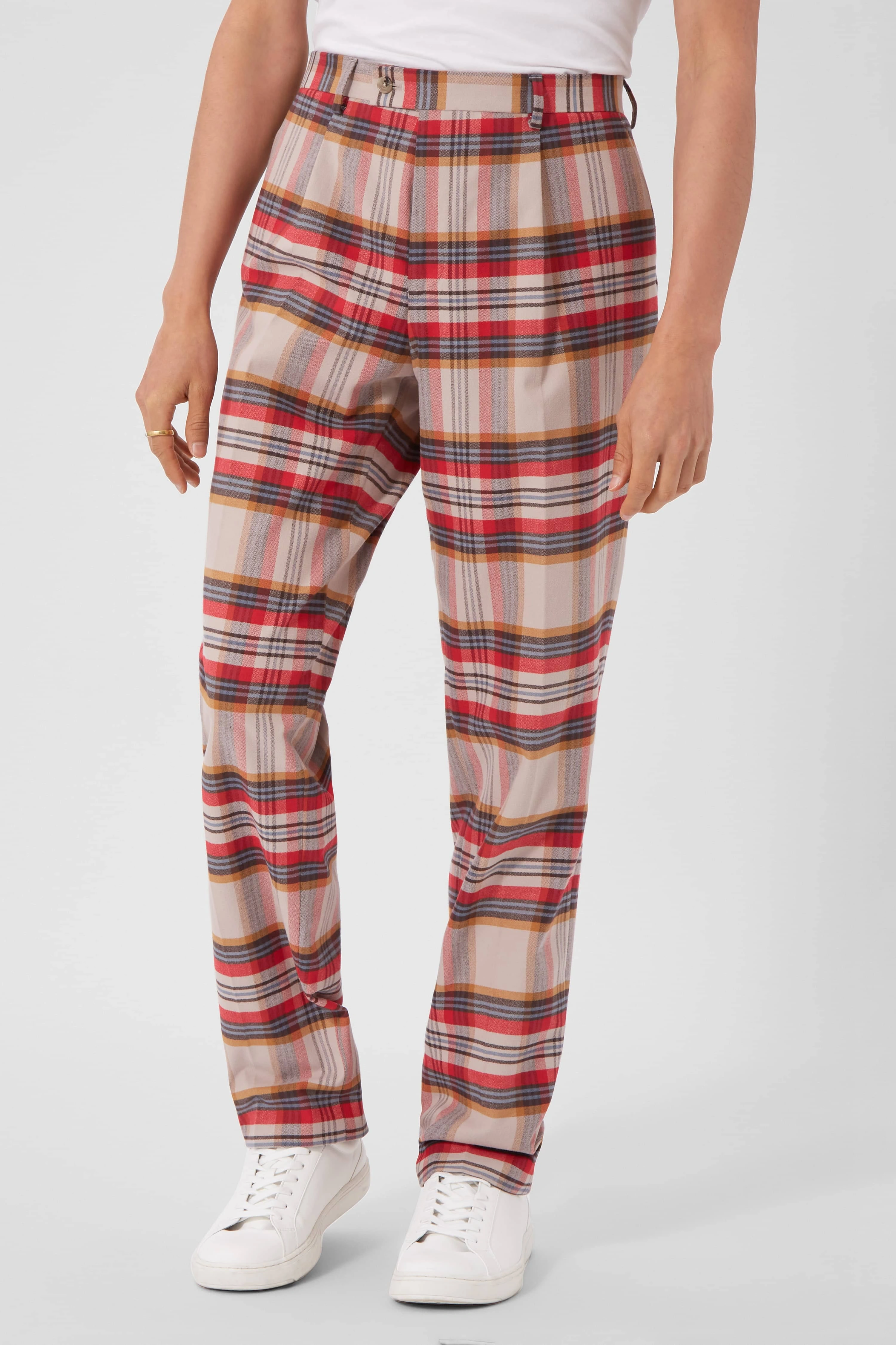 Abidal's Bold Red Check Trousers: Archive Find. Oversized Comfort. Iconic Style. Get Yours Now.